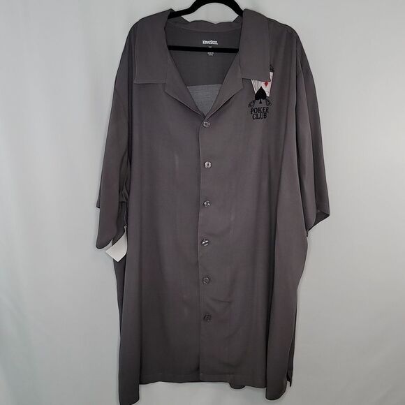 King Size‎ Gray Rayon Poker Shirt - Picture 1 of 8